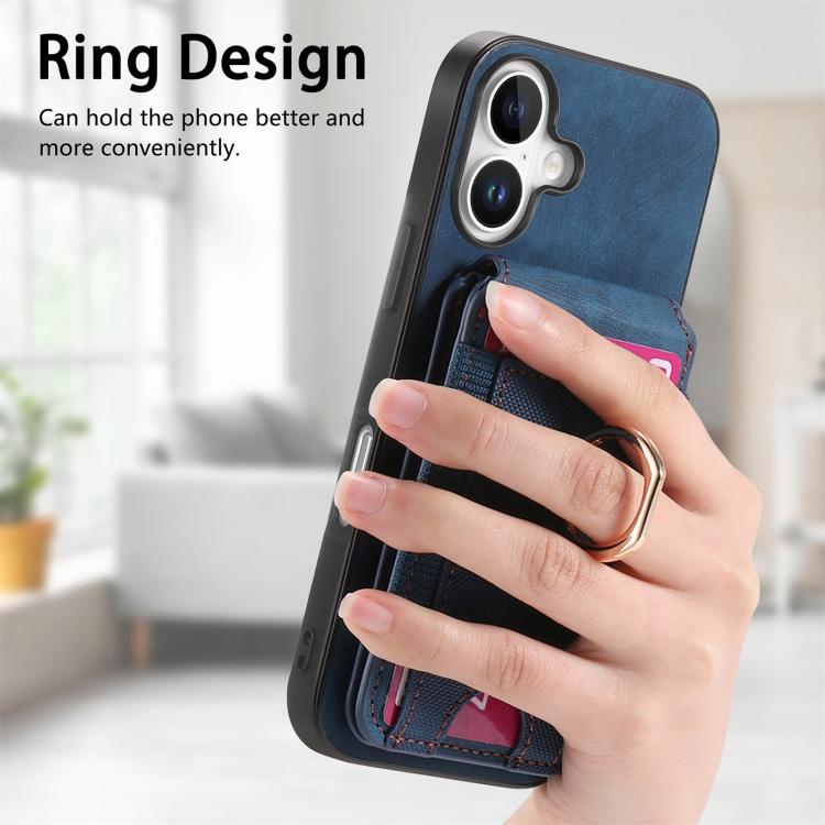 For iPhone 17 Retro Splitable Magnetic Stand Card Bag Leather Phone Case