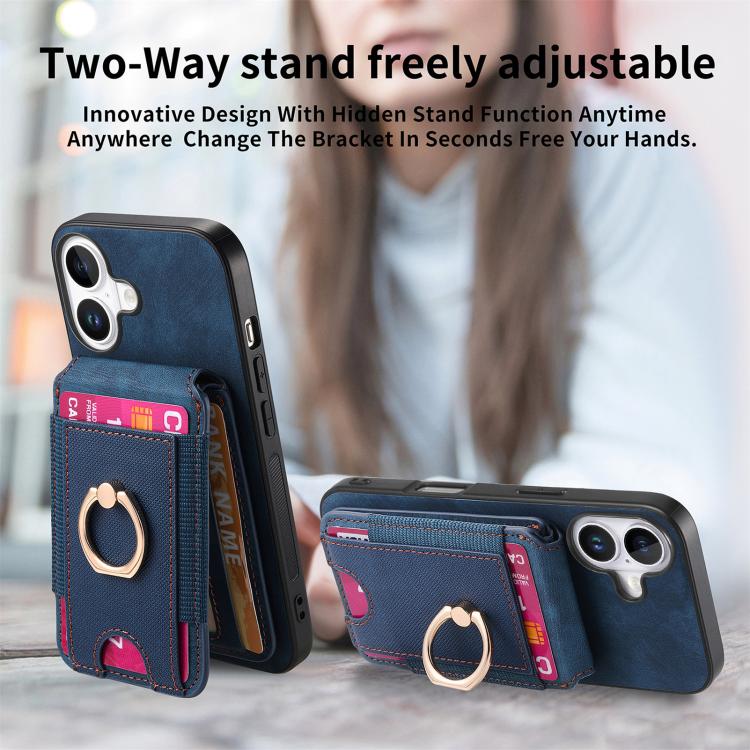 For iPhone 17 Retro Splitable Magnetic Stand Card Bag Leather Phone Case