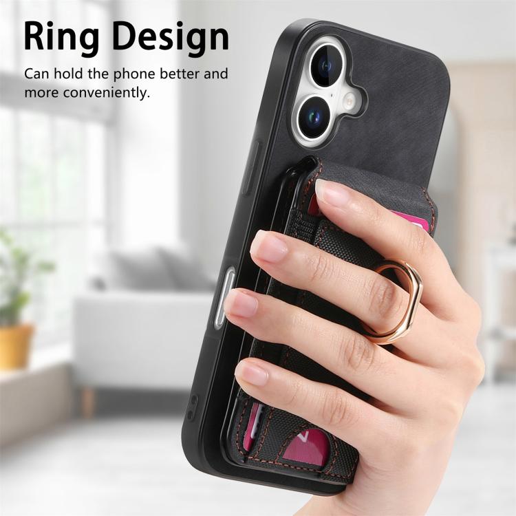 For iPhone 17 Retro Splitable Magnetic Stand Card Bag Leather Phone Case