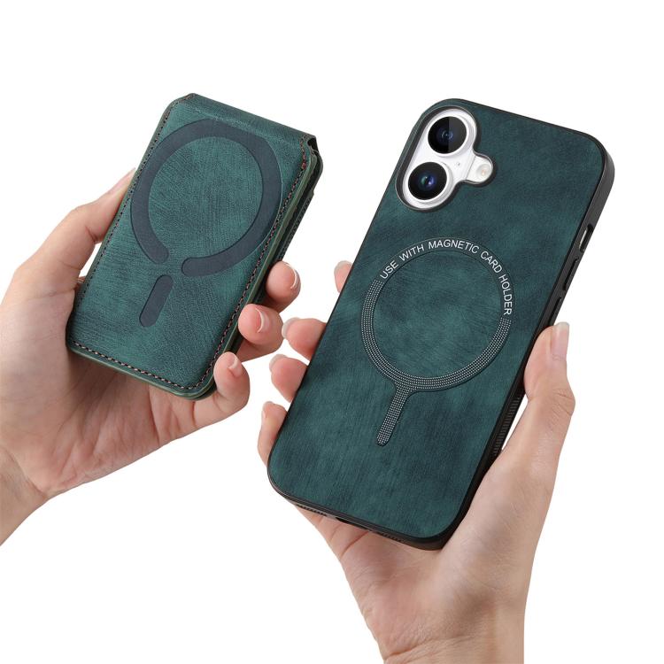 For iPhone 17 Retro Splitable Magnetic Stand Card Bag Leather Phone Case