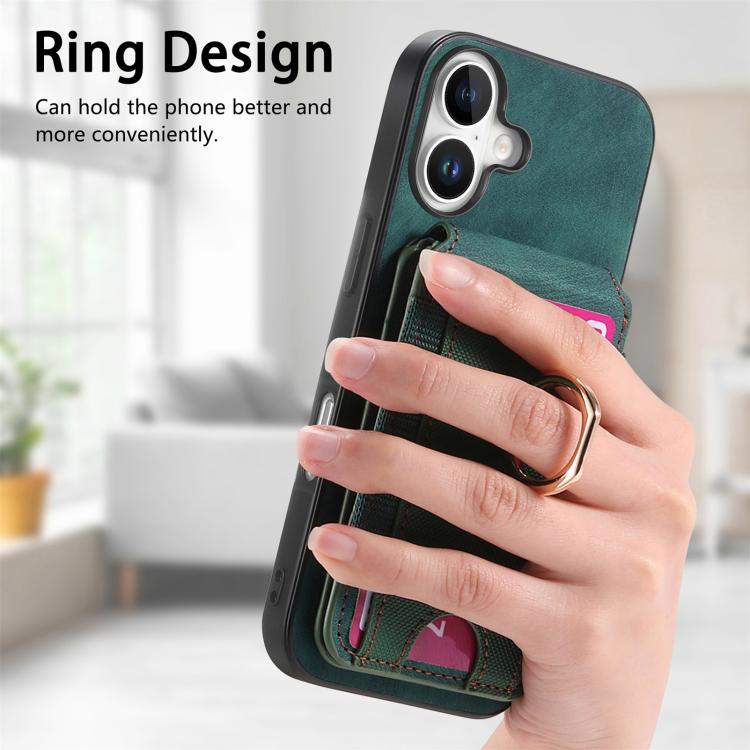 For iPhone 17 Retro Splitable Magnetic Stand Card Bag Leather Phone Case