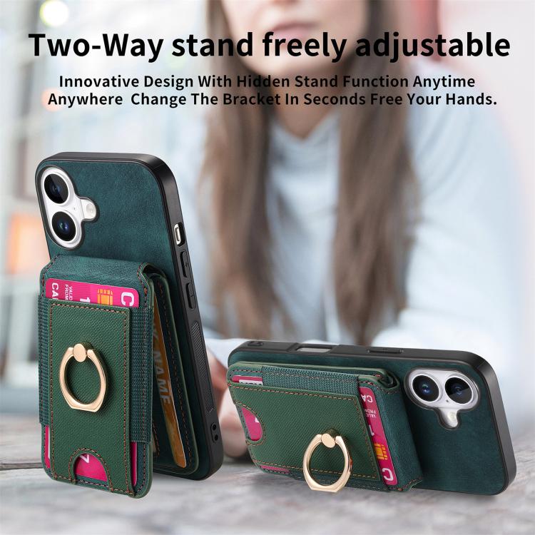 For iPhone 17 Retro Splitable Magnetic Stand Card Bag Leather Phone Case