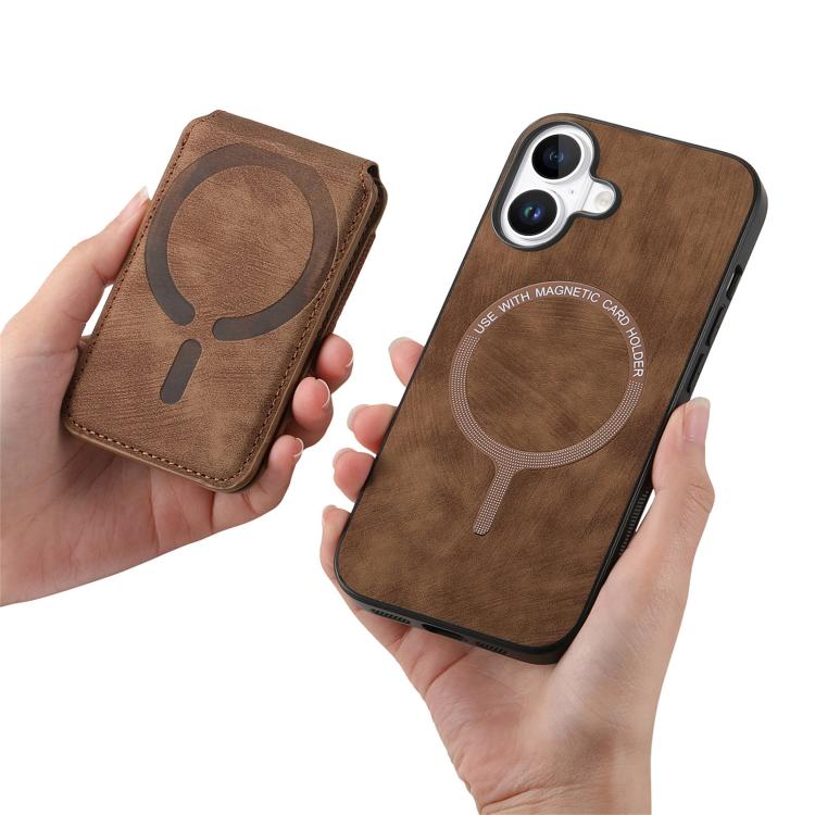 For iPhone 17 Retro Splitable Magnetic Stand Card Bag Leather Phone Case
