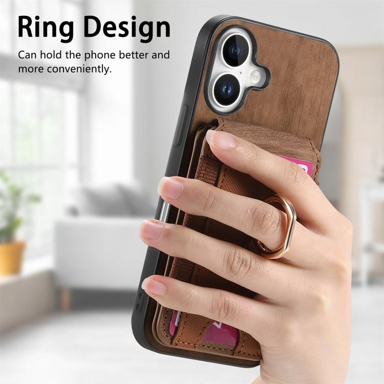 For iPhone 17 Retro Splitable Magnetic Stand Card Bag Leather Phone Case