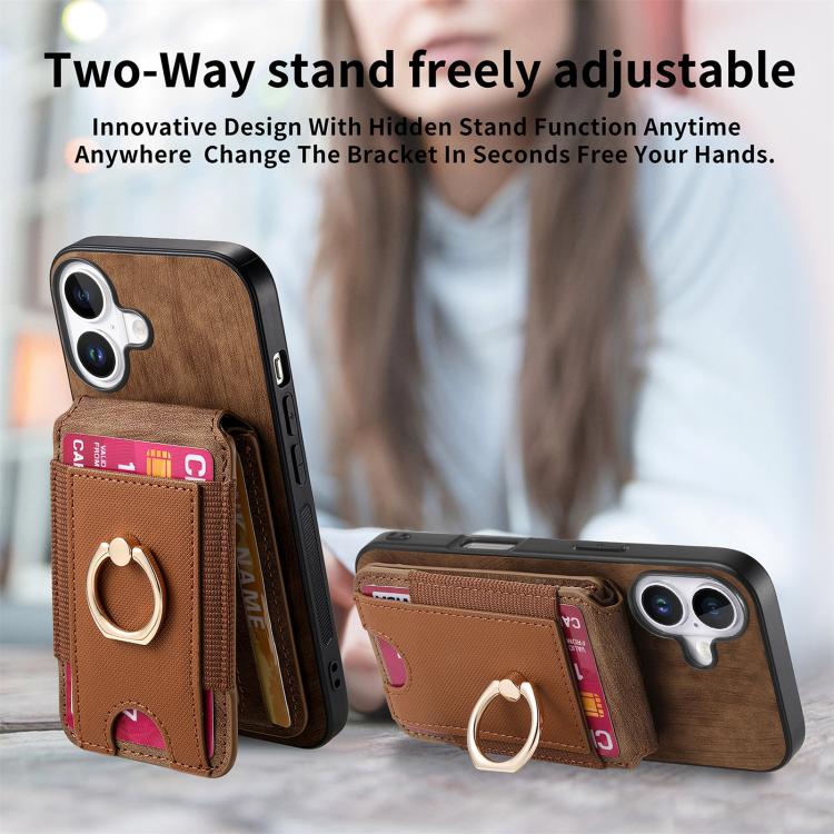 For iPhone 17 Retro Splitable Magnetic Stand Card Bag Leather Phone Case
