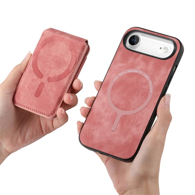 For iPhone Air Retro Splitable Magnetic Stand Card Bag Leather Phone Case