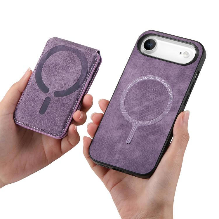 For iPhone Air Retro Splitable Magnetic Stand Card Bag Leather Phone Case