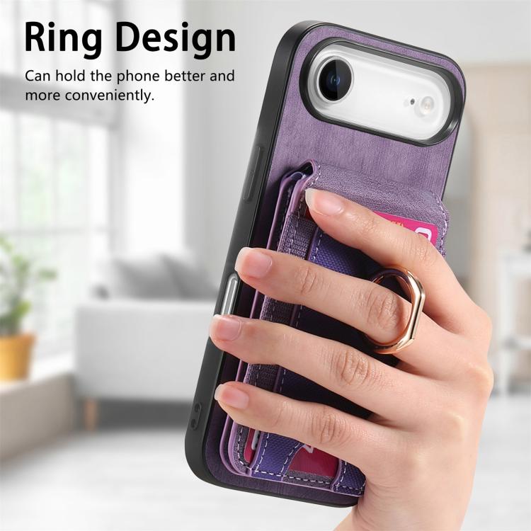 For iPhone Air Retro Splitable Magnetic Stand Card Bag Leather Phone Case
