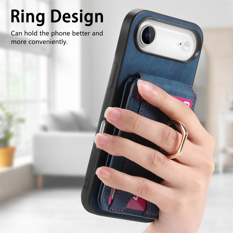 For iPhone Air Retro Splitable Magnetic Stand Card Bag Leather Phone Case