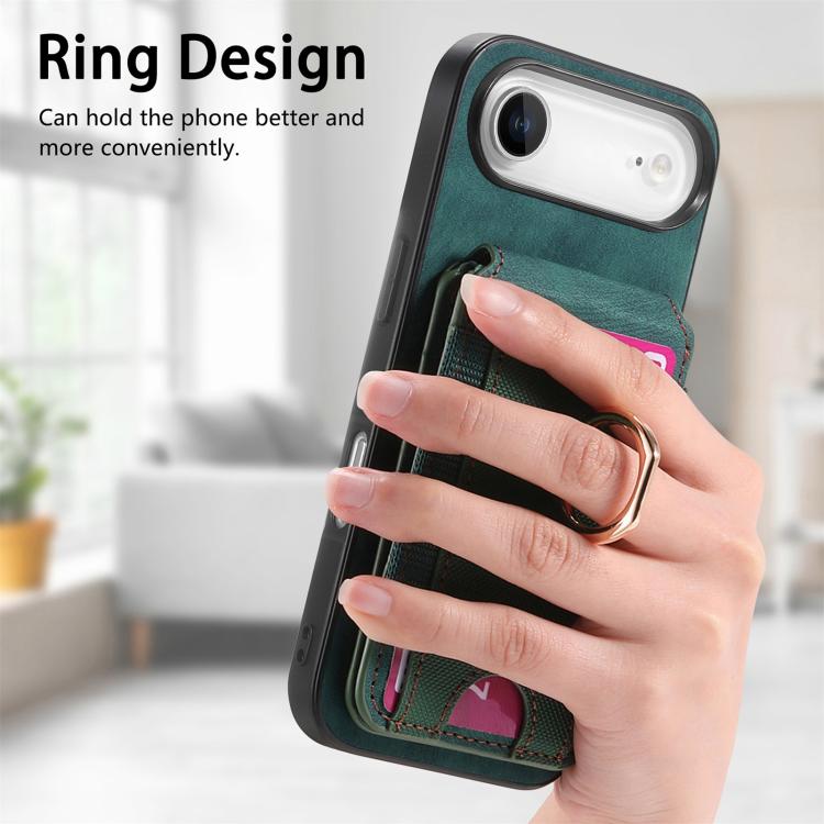 For iPhone Air Retro Splitable Magnetic Stand Card Bag Leather Phone Case