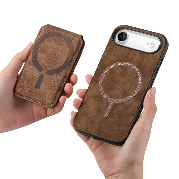 For iPhone Air Retro Splitable Magnetic Stand Card Bag Leather Phone Case