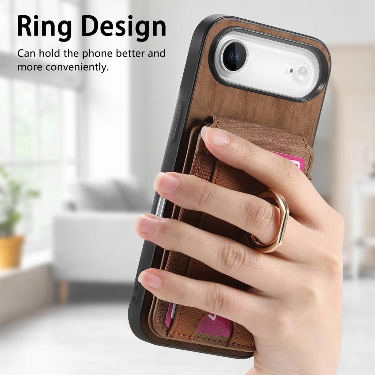 For iPhone Air Retro Splitable Magnetic Stand Card Bag Leather Phone Case