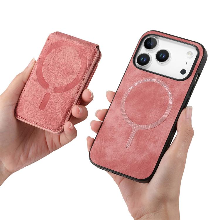 For iPhone 17 Pro Retro Splitable Magnetic Stand Card Bag Leather Phone Case