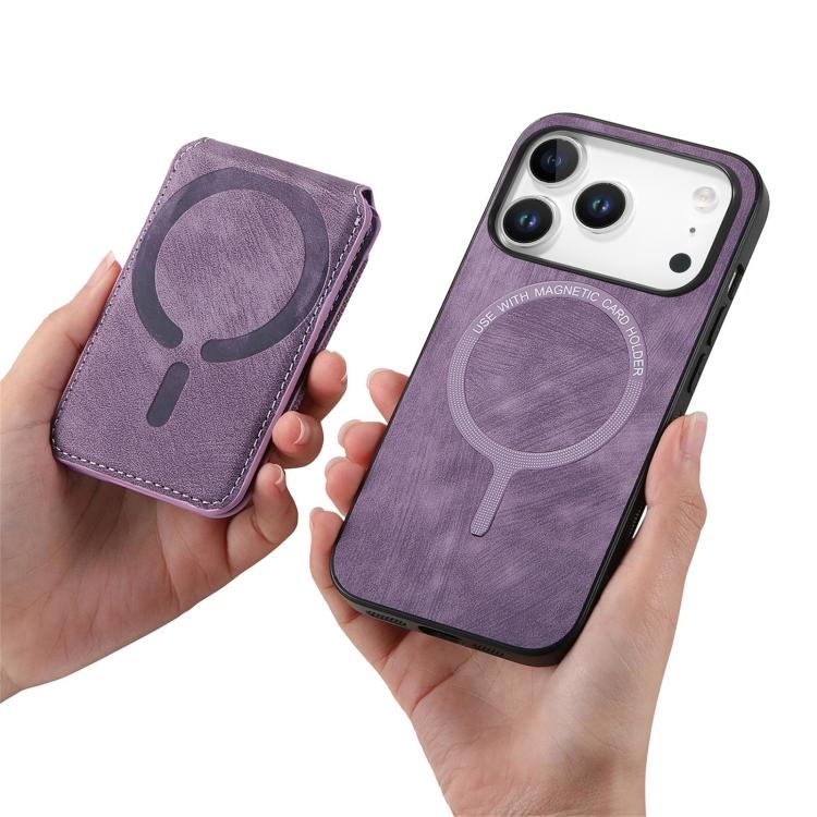 For iPhone 17 Pro Retro Splitable Magnetic Stand Card Bag Leather Phone Case