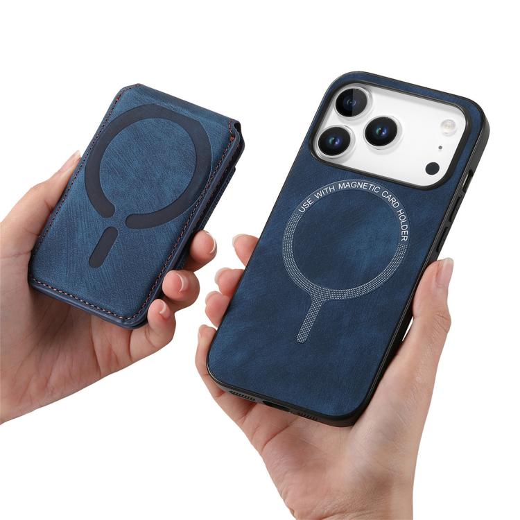 For iPhone 17 Pro Retro Splitable Magnetic Stand Card Bag Leather Phone Case