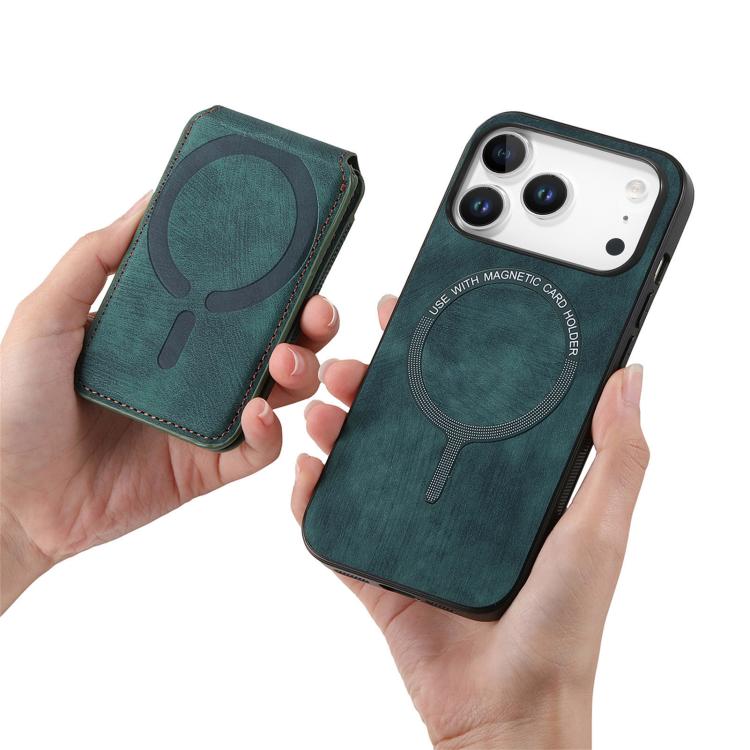 For iPhone 17 Pro Retro Splitable Magnetic Stand Card Bag Leather Phone Case