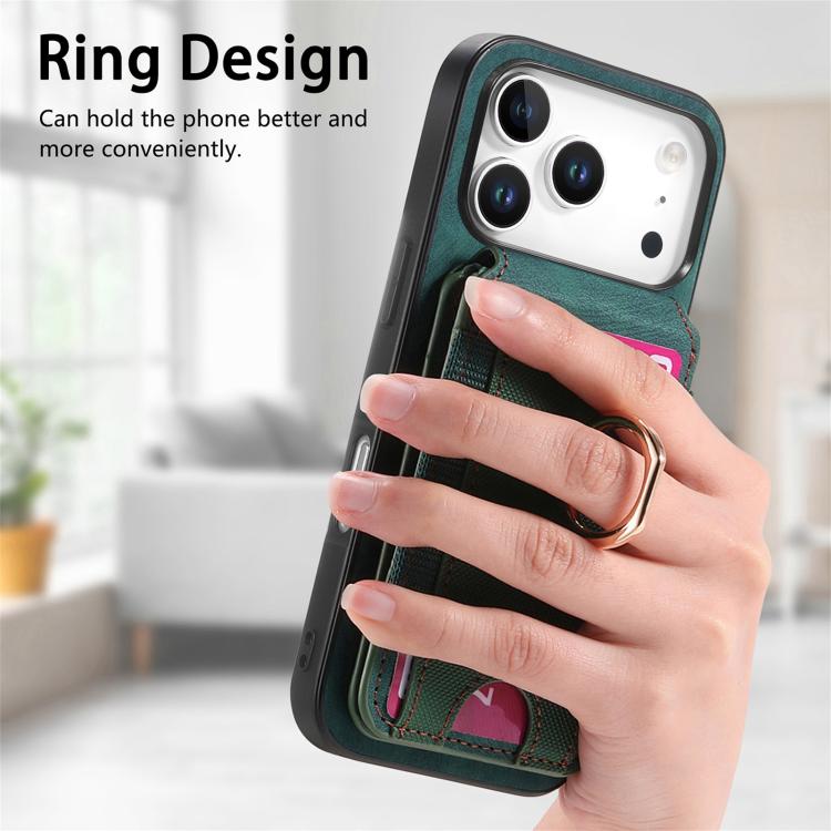 For iPhone 17 Pro Retro Splitable Magnetic Stand Card Bag Leather Phone Case