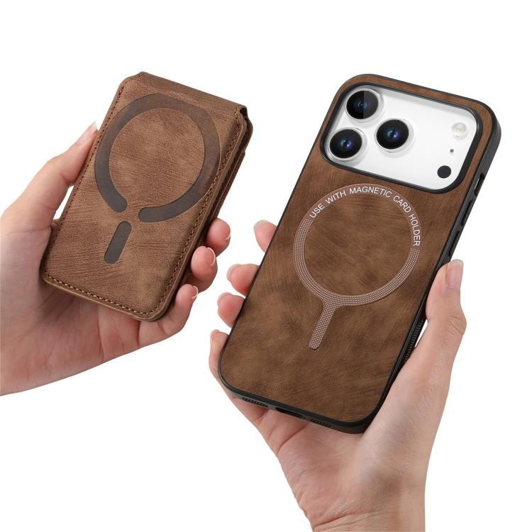 For iPhone 17 Pro Retro Splitable Magnetic Stand Card Bag Leather Phone Case