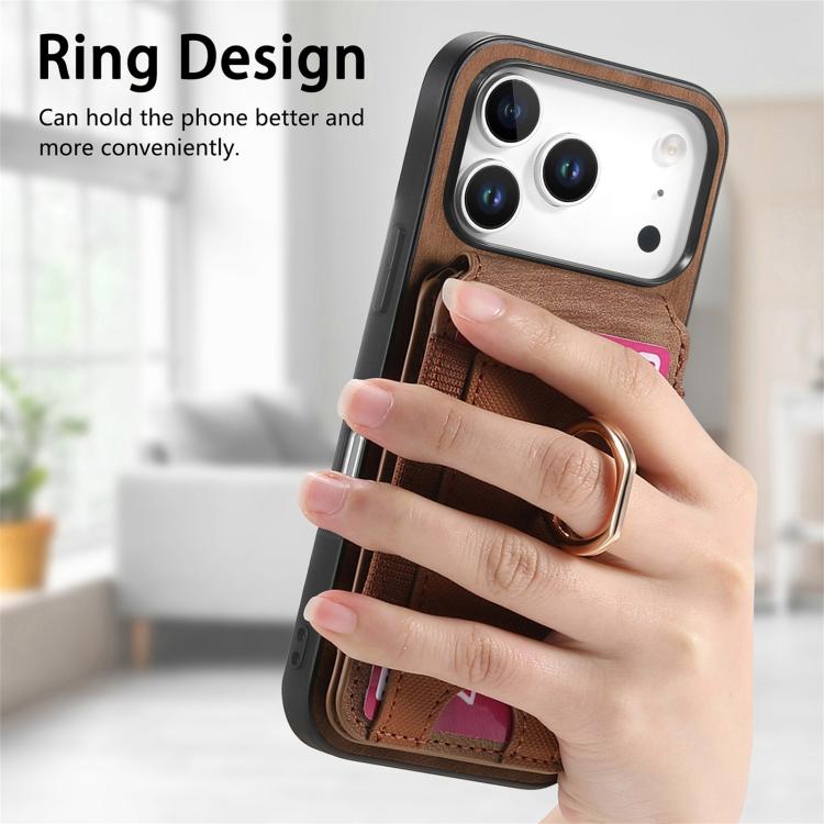 For iPhone 17 Pro Retro Splitable Magnetic Stand Card Bag Leather Phone Case