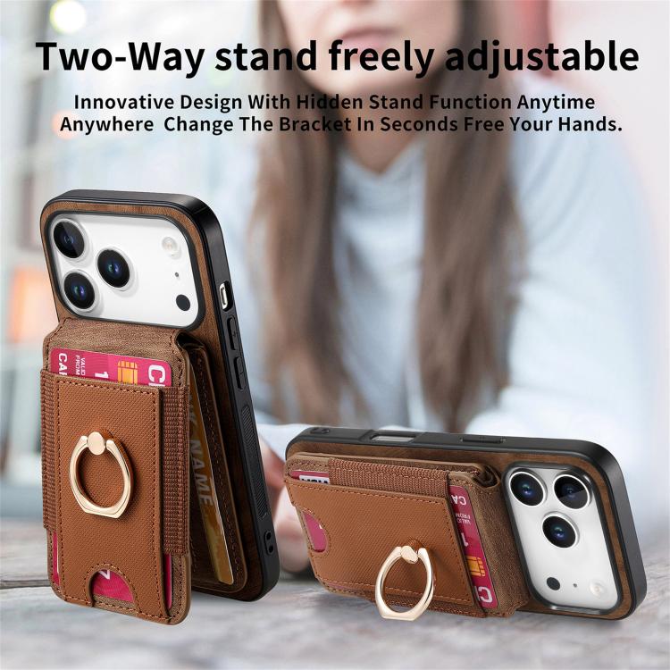 For iPhone 17 Pro Max Retro Splitable Magnetic Stand Card Bag Leather Phone Case