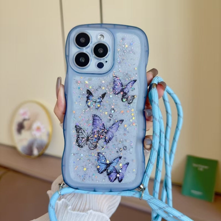For iPhone 12 Pro Crossbody Wave Edge Butterfly TPU Phone Case