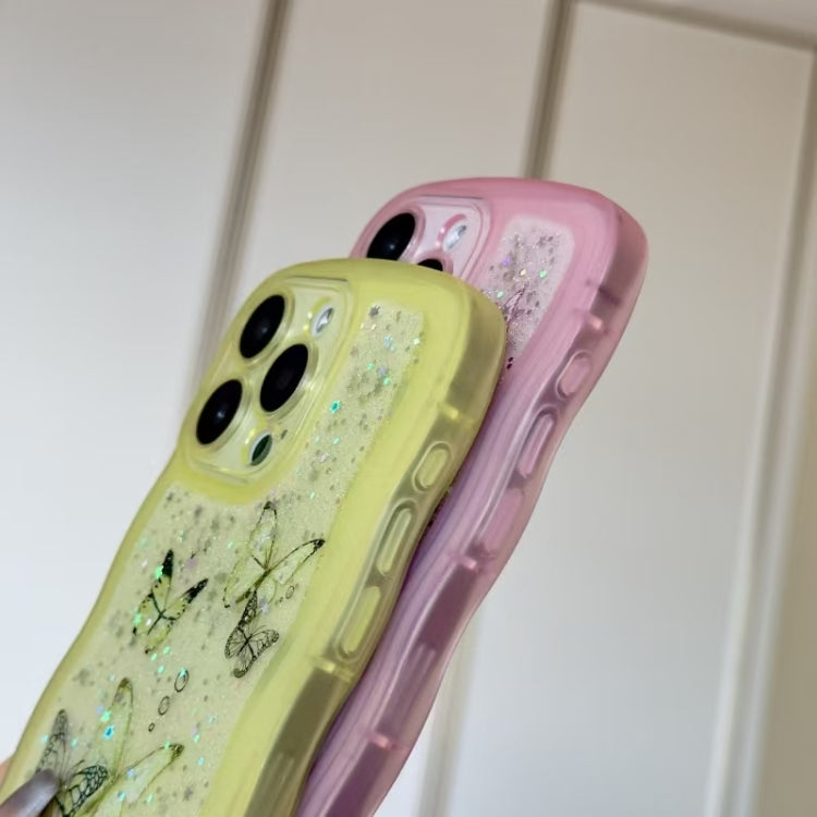 For iPhone 13 Pro Max Crossbody Wave Edge Butterfly TPU Phone Case