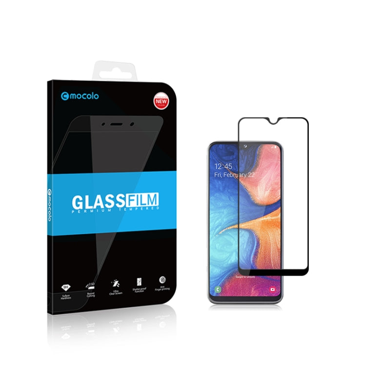 2pcs mocolo 0.33mm 9H 2.5D Full Glue Tempered Glass Film for Galaxy A20e(Black)