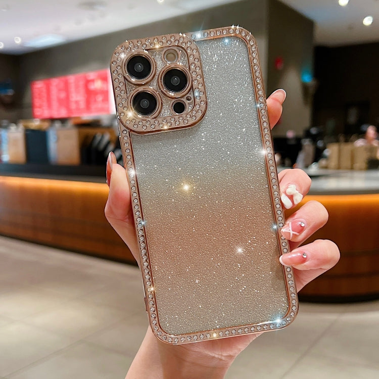 For iPhone 16 Pro Max Diamond Gradient Glitter Plated TPU Phone Case