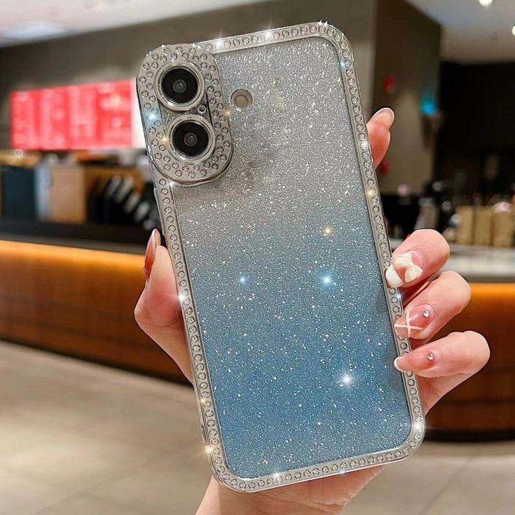 For iPhone 16 Plus Diamond Gradient Glitter Plated TPU Phone Case