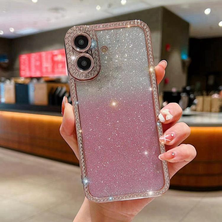 For iPhone 17 Diamond Gradient Glitter Plated TPU Phone Case