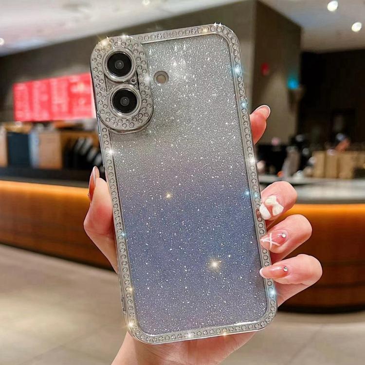 For iPhone 17 Diamond Gradient Glitter Plated TPU Phone Case