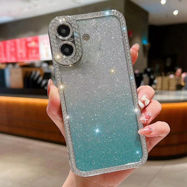 For iPhone 17 Diamond Gradient Glitter Plated TPU Phone Case