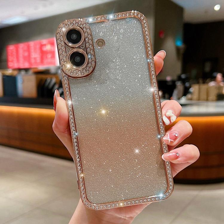 For iPhone 17 Diamond Gradient Glitter Plated TPU Phone Case