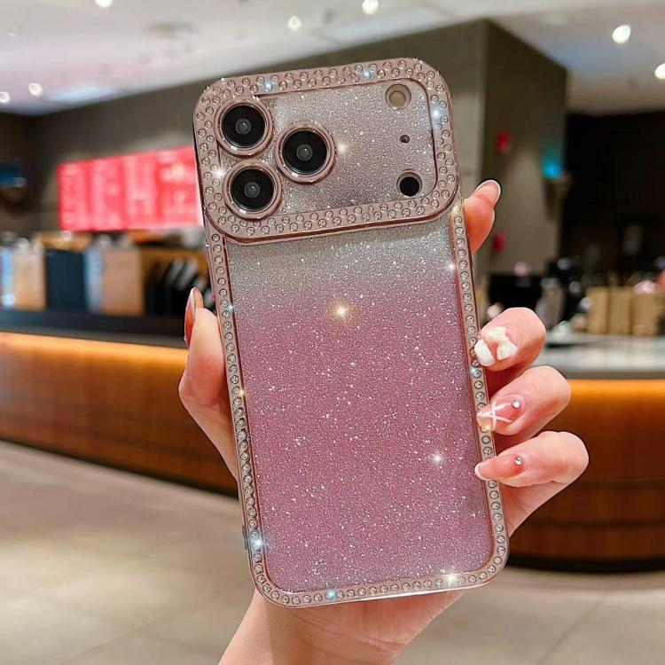 For iPhone 17 Pro Diamond Gradient Glitter Plated TPU Phone Case