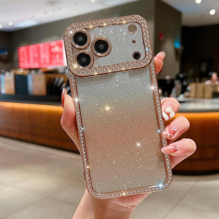 For iPhone 17 Pro Diamond Gradient Glitter Plated TPU Phone Case