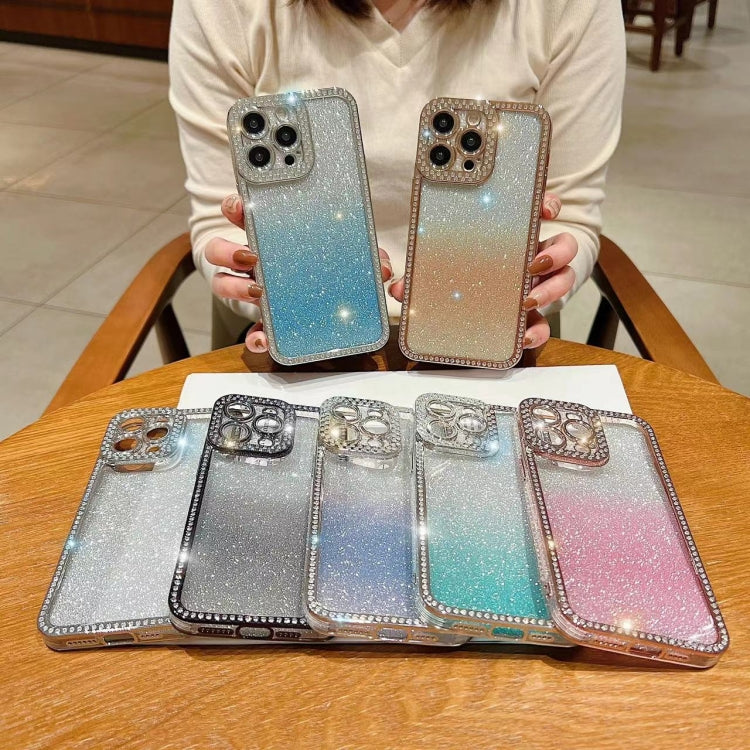 For iPhone 17 Diamond Gradient Glitter Plated TPU Phone Case