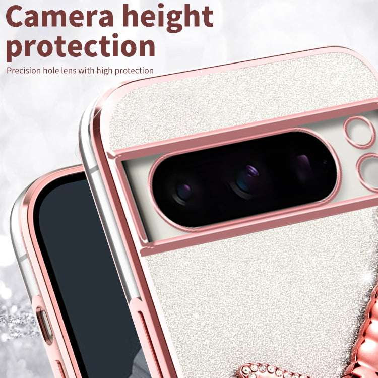 For Google Pixel 8 Pro Gradient Glitter Immortal 3D Dragonfly Holder Plated Phone Case