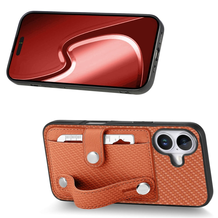 For iPhone 16 Plus Wristband Kickstand Card Wallet Back Phone Case with Tool Knife