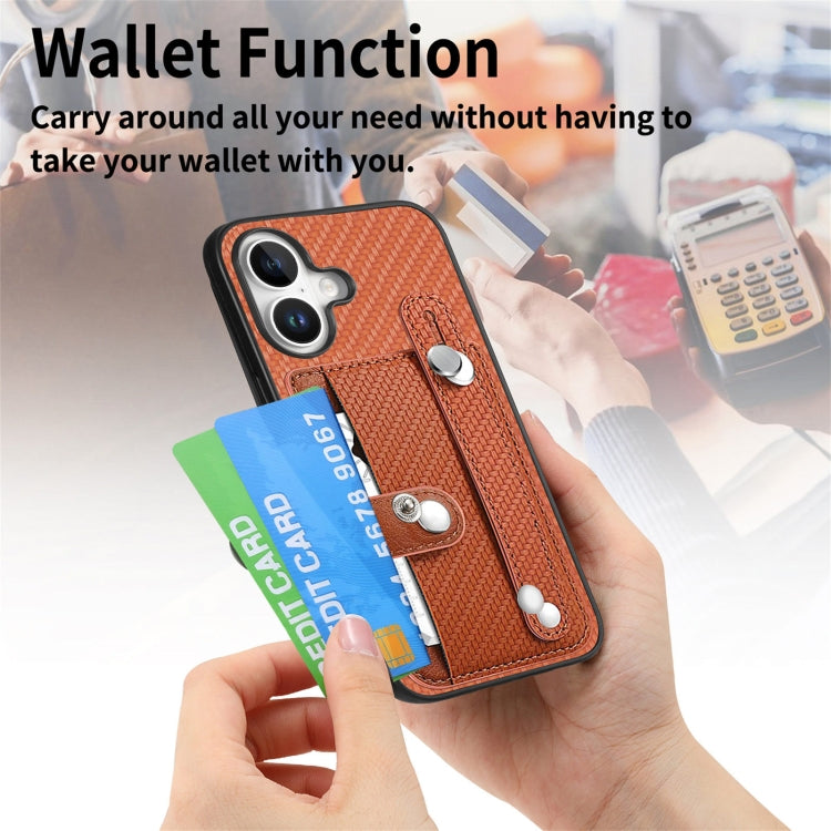 For iPhone 16 Plus Wristband Kickstand Card Wallet Back Phone Case with Tool Knife