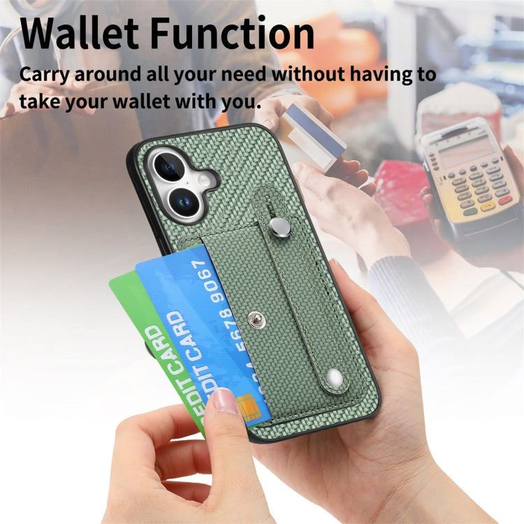 For iPhone 16 Plus Wristband Kickstand Card Wallet Back Phone Case with Tool Knife