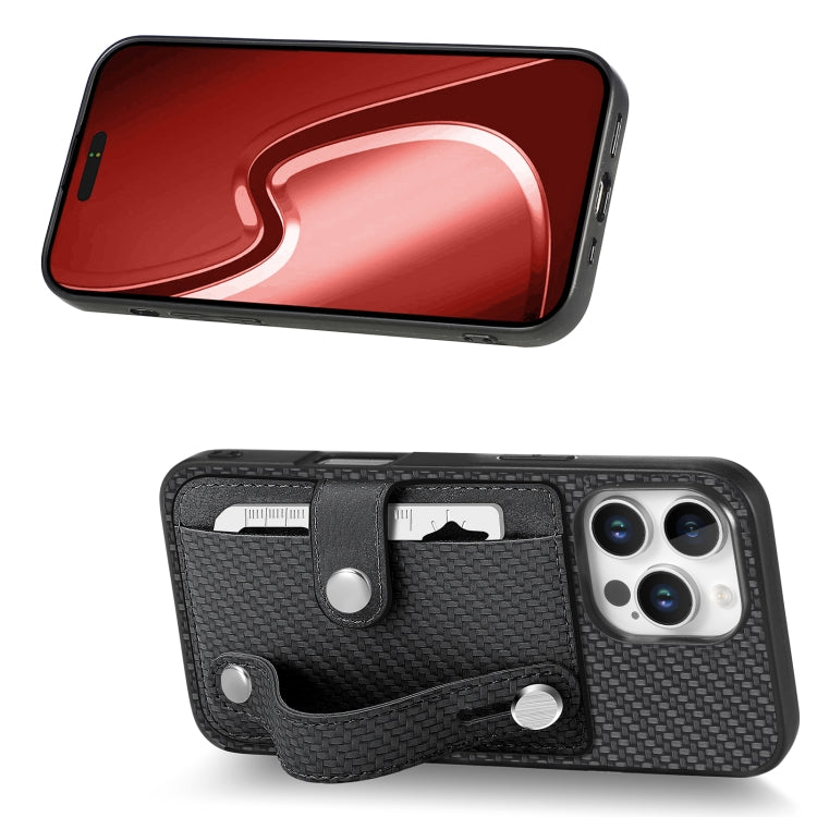For iPhone 16 Pro Max Wristband Kickstand Card Wallet Back Phone Case with Tool Knife