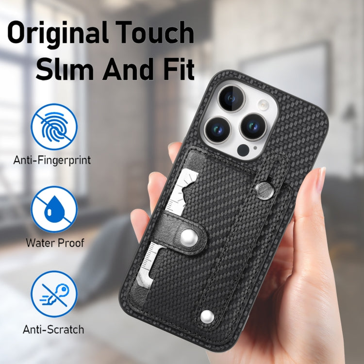 For iPhone 16 Pro Max Wristband Kickstand Card Wallet Back Phone Case with Tool Knife