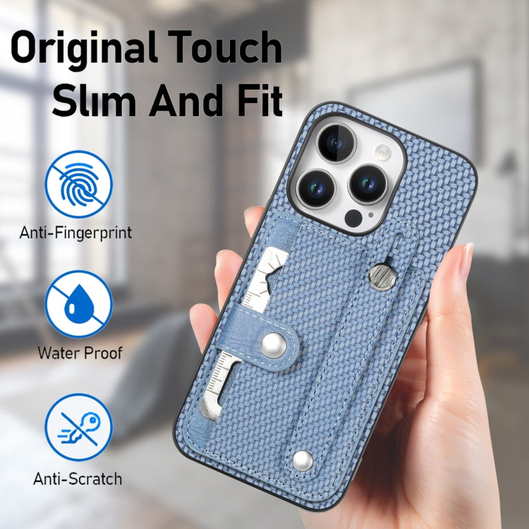 For iPhone 16 Pro Max Wristband Kickstand Card Wallet Back Phone Case with Tool Knife