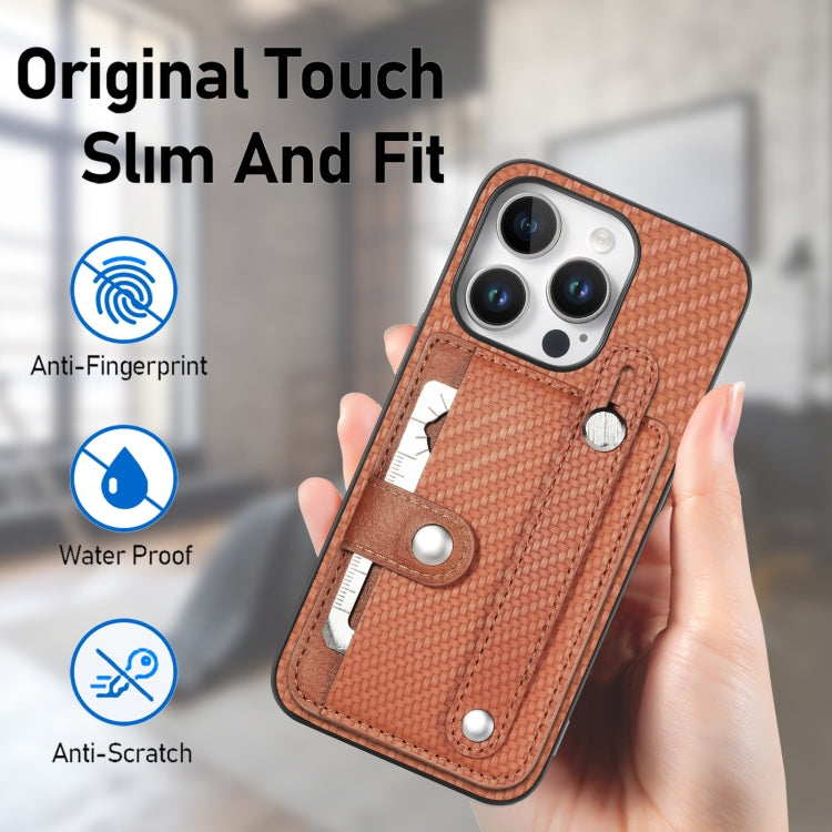 For iPhone 16 Pro Max Wristband Kickstand Card Wallet Back Phone Case with Tool Knife