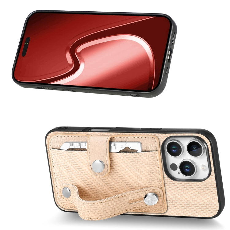 For iPhone 16 Pro Max Wristband Kickstand Card Wallet Back Phone Case with Tool Knife