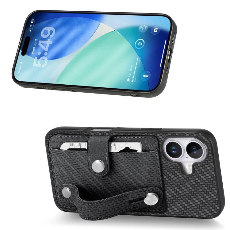 For iPhone 17 Wristband Kickstand Card Wallet Back Phone Case with Tool Knife