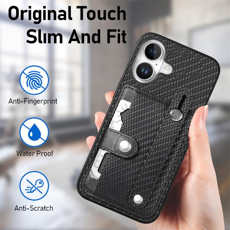For iPhone 17 Wristband Kickstand Card Wallet Back Phone Case with Tool Knife