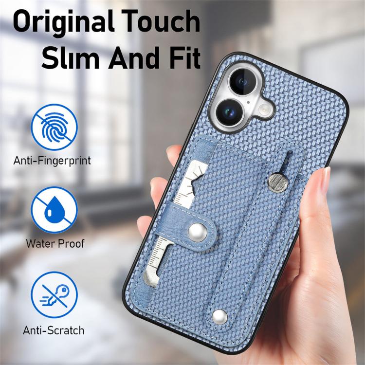 For iPhone 17 Wristband Kickstand Card Wallet Back Phone Case with Tool Knife