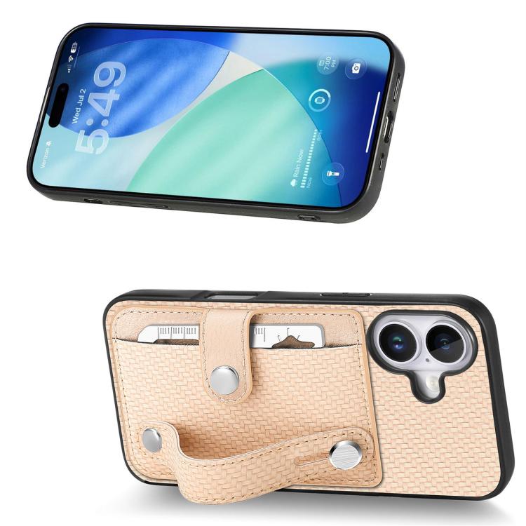 For iPhone 17 Wristband Kickstand Card Wallet Back Phone Case with Tool Knife