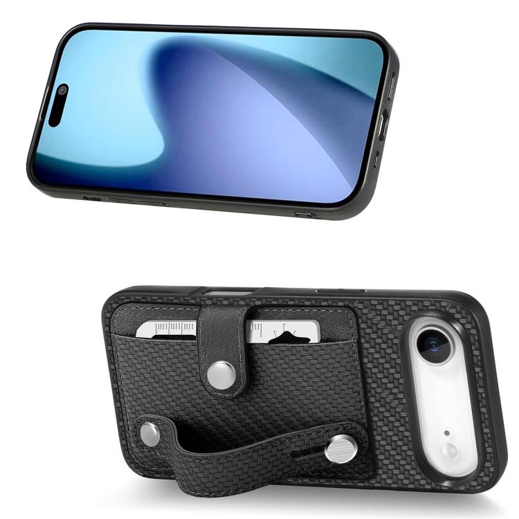 For iPhone Air Wristband Kickstand Card Wallet Back Phone Case with Tool Knife